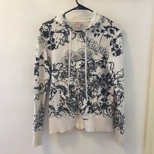 B&W floral zip up hoodie
